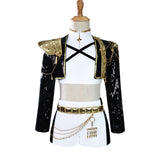 Kpop Demon Hunters Rumi Cosplay Costume Black Golden Halloween Huntrix Outfit Becostume