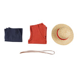 2024 Luffy Costume One Piece Luffy Cosplay Outfit Halloween Carnival Suit with Hat
