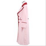 Doctor Who fifth Doctor Romana Long Pink Cashmere Trench Coat Cosplay Costume BEcostume