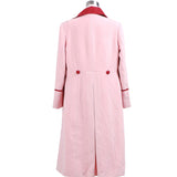 Doctor Who fifth Doctor Romana Long Pink Cashmere Trench Coat Cosplay Costume BEcostume