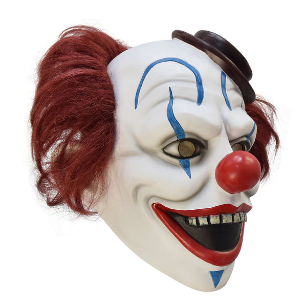 DreamParty Women's Clown Mask With Hair & Top Hat | Killer Halloween Costume