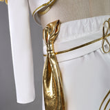 Kids Kpop Demon Hunters Mira Kids White Stage Dance Leather Outfit Halloween BEcostume