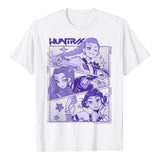 Kpop Demon Hunters Rumi Zoey Mira Purple Tiger Printed T-Shirt Becostume