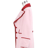 Doctor Who fifth Doctor Romana Long Pink Cashmere Trench Coat Cosplay Costume BEcostume