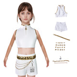 Kids Kpop Demon Hunters Rumi Kids White Stage Dance Leather Outfit Halloween BEcostume