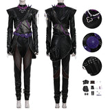 Deluxe Kpop Demon Hunters Rumi Combat Cosplay Costume Black Leather Halloween Suit Becostume