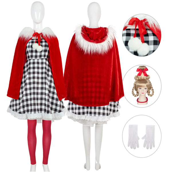 Cindy Lou Who Costume Dress Women Christmas Whoville Costume with Cloa – Becostume