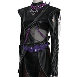 Deluxe Kpop Demon Hunters Rumi Combat Cosplay Costume Black Leather Halloween Suit Becostume