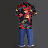 BEcostume 2023 One Piece Monkey D. Luffy Floral Shirt Luffy Flower Hawaiian Full Set with Hat