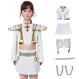 Kids Kpop Demon Hunters Zoey Kids White Stage Dance Leather Outfit Halloween BEcostume