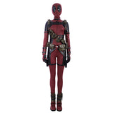 Lady Deadpool Cosplay Costume Red Leather Bodysuit Halloween Party Suit