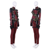 Lady Deadpool Cosplay Costume Red Leather Bodysuit Halloween Party Suit