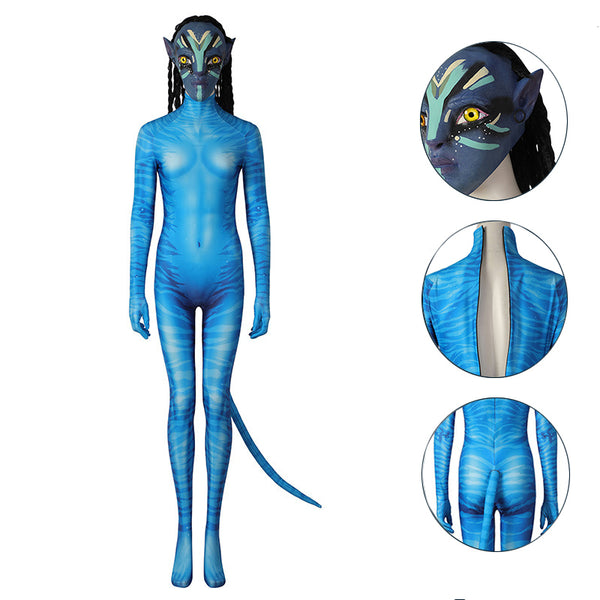 Avatar Cosplay Avatar The Way of Water Neytiri Costume Jumpsuit Mask Outfits Halloween Suit, XXL / Jumpsuit+Tail+Mask