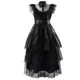 Girls Wednesday Addams Dress Wednesday Black Dress Dance Cosplay Outfit Becostume