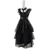Girls Wednesday Addams Dress Wednesday Black Dress Dance Cosplay Outfit Becostume