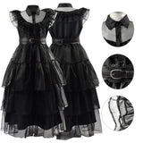 Girls Wednesday Addams Dress Wednesday Black Dress Dance Cosplay Outfit Becostume