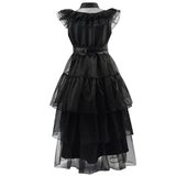 Girls Wednesday Addams Dress Wednesday Black Dress Dance Cosplay Outfit Becostume