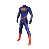 DC The New 52 Superman Clark Kent Superhero Cosplay Costume Print Jumpsuit Cloak Becostume