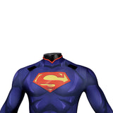 DC The New 52 Superman Clark Kent Superhero Cosplay Costume Print Jumpsuit Cloak Becostume