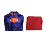 DC The New 52 Superman Clark Kent Superhero Cosplay Costume Print Jumpsuit Cloak Becostume
