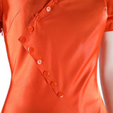 The Bride 2026 Movie Ada Cosplay Costume Orange Satin Dress Halloween Outfit Becostume