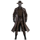 Spider Man Noir Cosplay Costume Halloween Outfit Brown Leather Suit Becostume
