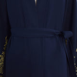 Muslim Women's Open Abaya with Gold Lace Embroidery Cosplay Costume Becostume