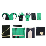 The Freak Circus Harlequin Cosplay Costume Jester Green Halloween Outfit BEcostume