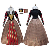 Alice in Wonderland Queen of Hearts Dress Fancy Halloween Woman Kids Outfit Becostume