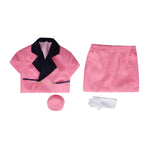 Julia Fox Inspired Jackie Kennedy Cosplay Costume Pink Tweed Suit with Hat Becostume