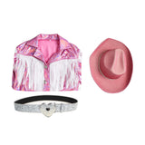 Dolly Parton Cosplay Country Singer Pink Fringe Cowgirl Suit Western Halloween Outfit with Hat