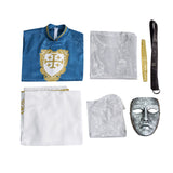 King Baldwin IV Cosplay Costume Kingdom of Heaven Outfit with Mask Blue Halloween Outfit