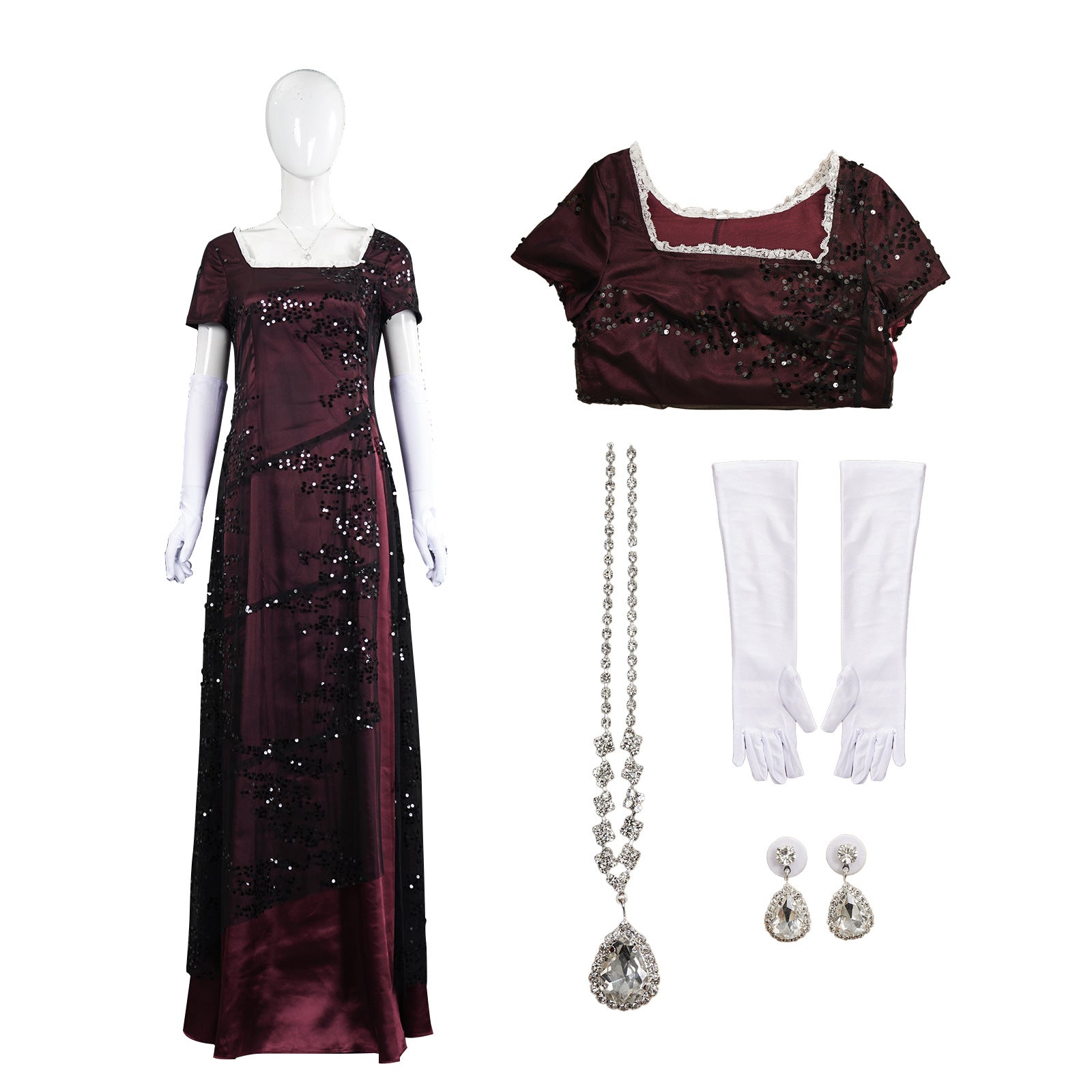 titanic rose red dress Titanic Rose Dewitt Bukater Women Red Dress Cosplay Costume Halloween – Becostume