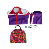 Weapons Aunt Miss Gladys Cosplay Costume Purple With Bag Necklace Halloween Outfit