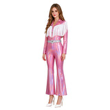 Dolly Parton Cosplay Country Singer Pink Fringe Cowgirl Suit Western Halloween Outfit with Hat