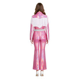 Dolly Parton Cosplay Country Singer Pink Fringe Cowgirl Suit Western Halloween Outfit with Hat