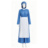 Little House on the Prairie Laura Cosplay Pioneer Blue Dress Polka Dot Colonial Costume Becostume