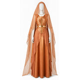 Mon Mothma Cosplay Costume Star Wars Andor Orange Long Dress Full Set Becostume