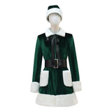 Last Christmas Women's Velvet Dress Christmas Green Santa Costume Outfit Becostume