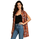 Jane Goodall Cosplay Butterfly Print Sleeveless Cape Shawl Women Orange Wrap Vest Becostume