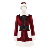 Last Christmas Women's Velvet Dress Christmas Red Santa Costume Outfit Becostume