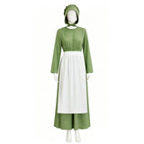 Little House on the Prairie Laura Cosplay Pioneer Dress Green Polka Dot Colonial Costume Becostume