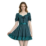 Haunted Mansion Maid Anna Jones Cosplay Costume Striped Dress Halloween Outfit Becostume