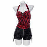 Obsession Movie Nikki Freeman Cosplay Costume Red Black Zebra Print Halter Top Becostume