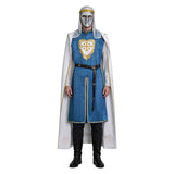 King Baldwin IV Cosplay Costume Kingdom of Heaven Outfit with Mask Blue Halloween Outfit