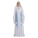 Star Wars Inspired Padme Amidala Cosplay Costume White Hooded Blue Printed Suit Becostume