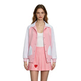 Legally Blonde Elle Woods Replica Cosplay Costume Pink Lapel Baseball Jacket Becostume