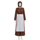 Little House on the Prairie Laura Cosplay Pioneer Dress Brown Polka Dot Colonial Costume Becostume