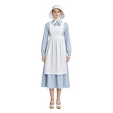 Women Little House on the Prairie Laura Ingalls Wilder Costume Blue Pioneer Prairie Dress