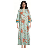 Mrs Roper Cosplay Costume Mint Green Floral Cheongsam Maxi Dress Wig 70s Suit Becostume